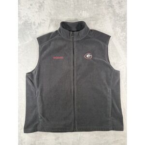 Columbia Georgia Bulldogs Fleece Vest Men's 2XL Black Full Zip Sleeveless